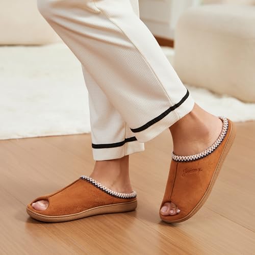 Image of Jerzmy Women's Slip on Open Toe House Slippers with Arch Support