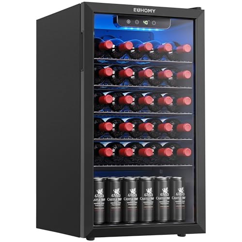 EUHOMY Beverage Refrigerator Cooler, 125 Can Mini Fridge with Glass Door for Soda Beer or Wine...