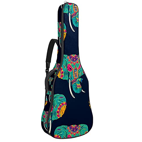 Housse de guitare basse et classique verte à motif éléphant pour vos répétitions