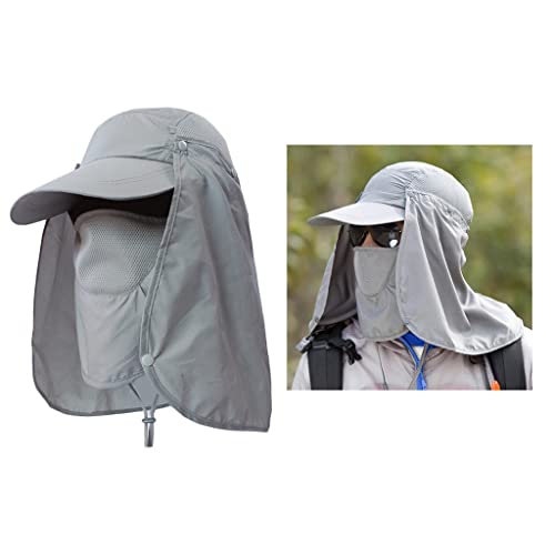 yotijar Chapéu de pescaria com proteção FPS 50 e aba removível no pescoço, Cinza