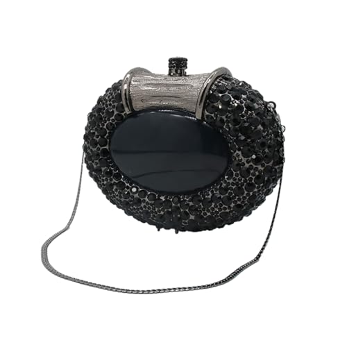 Image of UMREN Women Crystal Oval Shell Evening Purse Bags Luxury Rhinestone Clutch Unique Gems Handbag Bridal Wedding Shoulder Bag