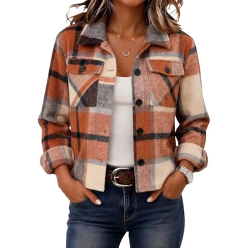 Cropped Plaid Jackets for Women Long Sleeve Fall Cropped Cardigan - image 2