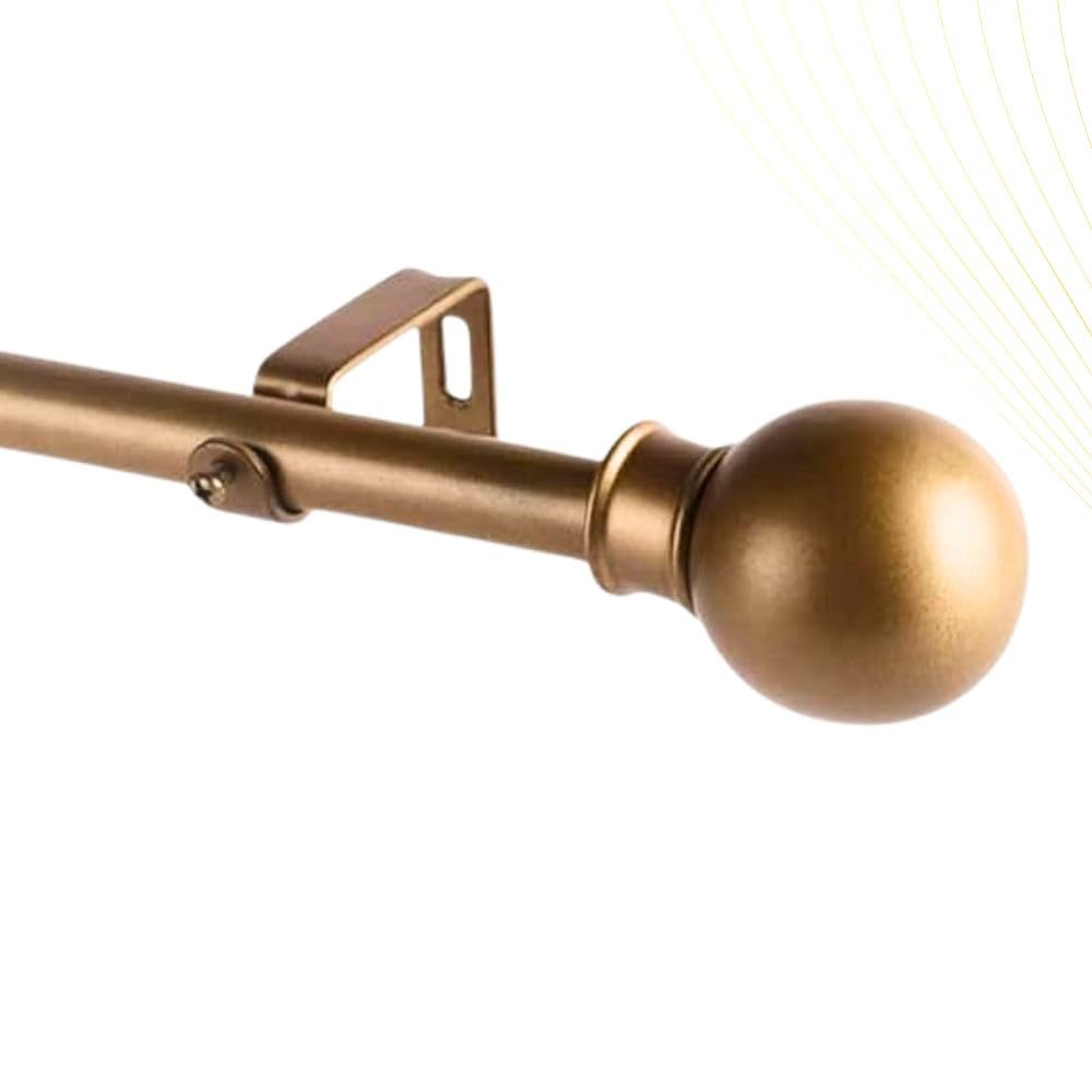 The Decor Mart 84"-144" Adjustable Curtain Rod for Door & Windows with Brackets Set Curtains Hanging Extendable Iron Metal Pipe Holder with Gold Ball Finial-image-15