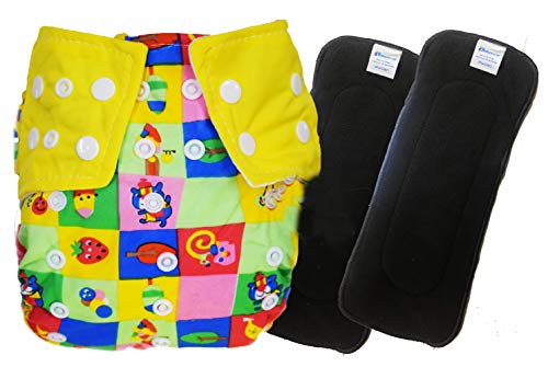 Image of Babymoon (SET of 3-1 Cloth Diaper with 2 5Layesr Bamboo Insert) Premium Adjustable Reusable Washable Cloth Diaper for Baby