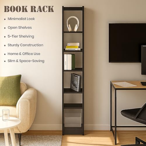 Image of Callas 7 Layer Multipurpose Engineered Wood Bookcase | Storage Organizer for Adults & Kids | Multi-Purpose Shelf for Books, Toys & Home Office Use (BR-07-Black)