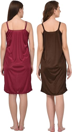 Image of You Forever Women Sexy Satin Striped Solid Above Knee Length Nighty, Loungewear, Nightwear, Sleepwear, Home Wear Short Nighty for Women Pack of 2