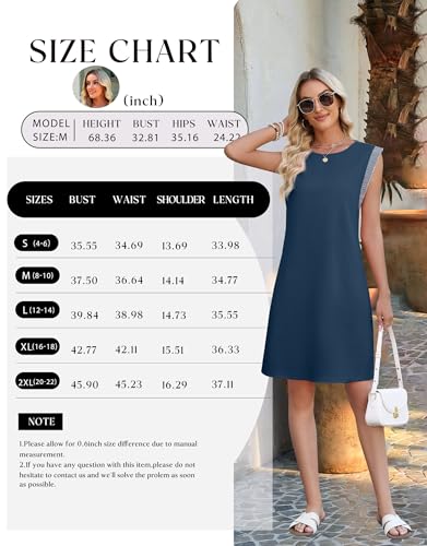 Image of WEACZZY Summer Dresses for Women 2026 Casual Crewneck Fit Beach Vacation Dress Sleeveless Loose Sundress with Pockets