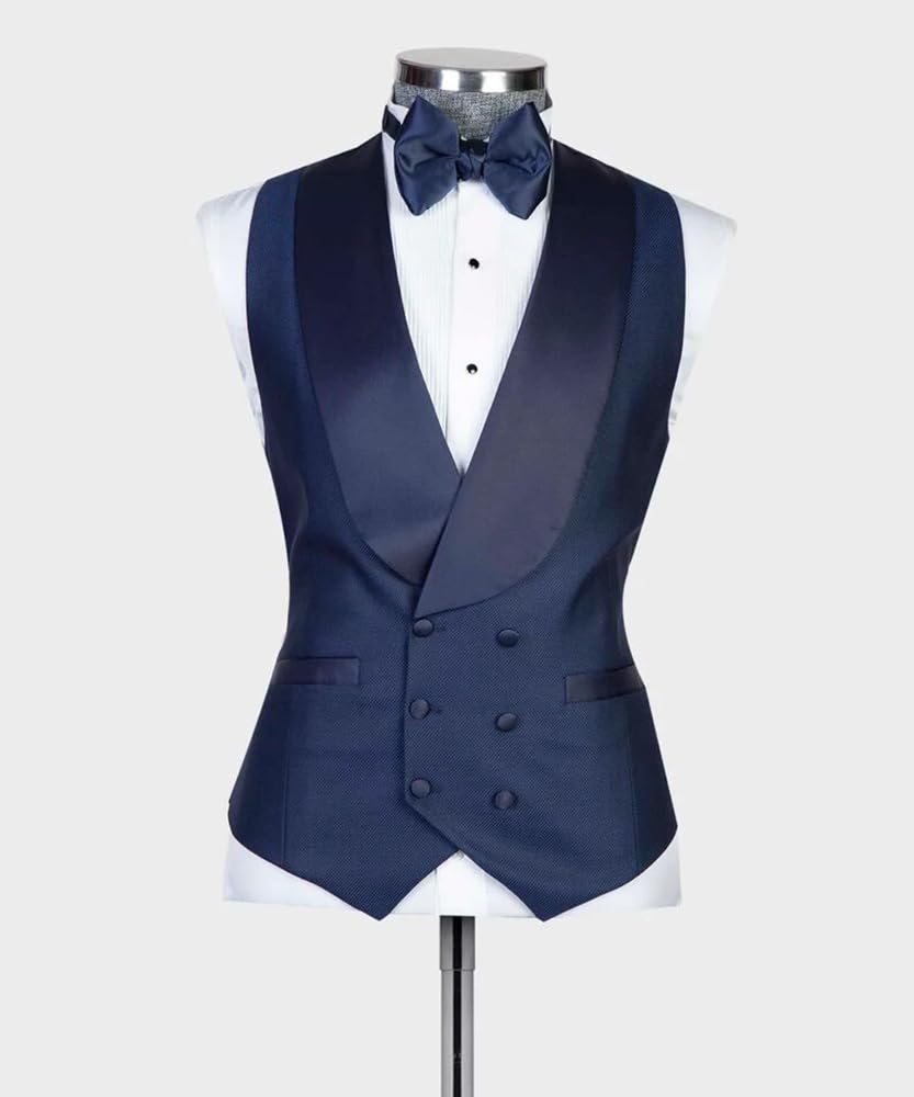 Ulnomio Hombre Doble Botón Botones Traje Chaleco Solapa Chal Esmoquin Chaleco para Boda Novio