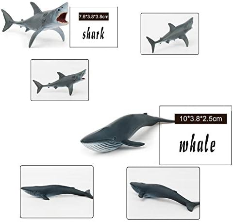Sea Animal Toy Set,12 pcs Animal Sea Figures Ocean Toy for Kids, Realistic Set for Sea Lovers, Includes Great White Shark, Dolphin, White Shark, Whale