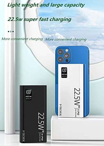 P-TECHUK 22.5W Super Fast Charge Power Bank, USB A and C Slim 10000mAh Portable Charger, PD3.0 Battery Pack With Digital Display Cell phones and Tablets