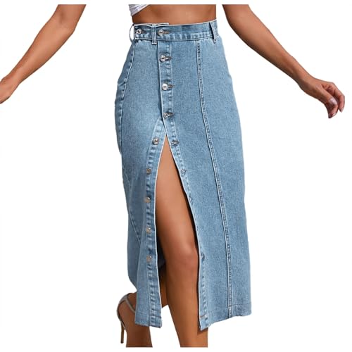 Jupe en denim longue taille haute pour affiner la silhouette au quotidien