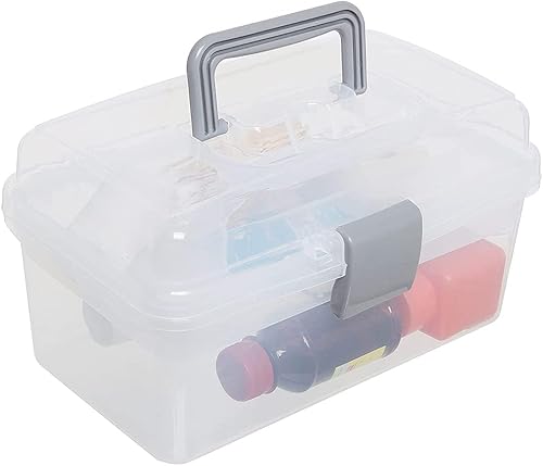Miniatura 6 de Utoolmart - Caja organizadora, de plástico ABS, con divisores multiusos, transportable, con mango, para almacenamiento, bandeja extraíble, 1 pieza