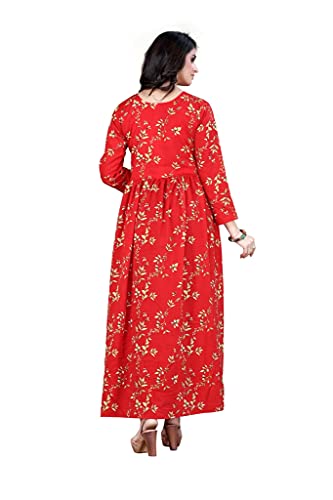 Image of H.E HAMZA ENTERPRISER Printed Crepe Material Brown Western Dress For Women