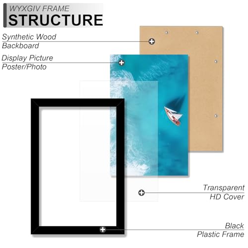 Wyxgiv 8.5x11 Picture Frame Set of 2, Lightweight yet Durable Black Frame with High-clarity Plastic Display 8.5 x 11 Inch Photo Horizontally/Vertically (2 Packs|Black|8.5