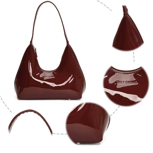 Women PU Shoulder Bag Fashion Underarm Bag Large Capacity Stylish Armpit Bag Zipper Closure Trendy Tote Handbag Simple Should2