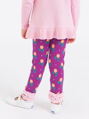 Image of RuffleButts Toddler Girl Merry & Bright Ruffle Leggings - Ankle Leggings | 75% Cotton 23% Spandex 2% Elastane, Breathable Lightweight, Elastic Waistband, Signature Rear Detail To 4T, Machine Washable