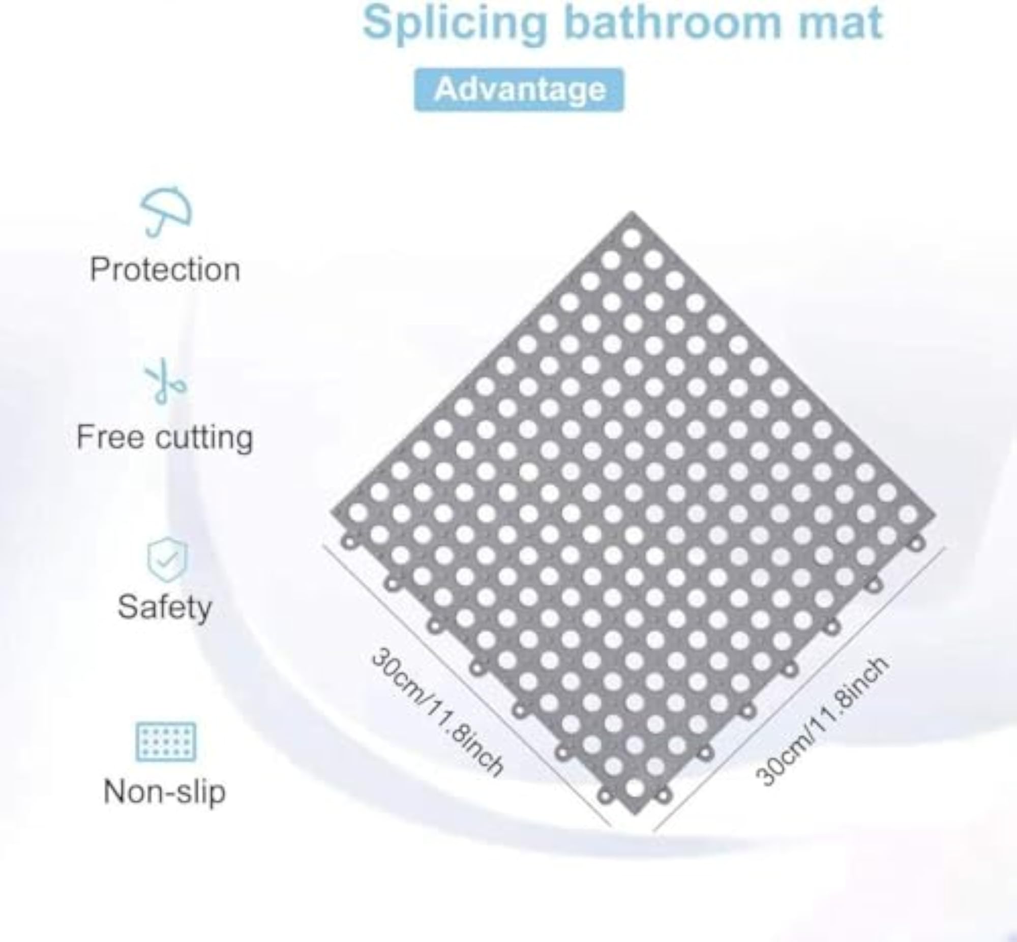 Interlocking Floor Tiles with Drain Holes, Soft PVC Mat