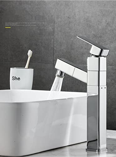 Robinet de lavabo extractible CLT003L-C avec mitigeur eau chaude froide et douchette noir
