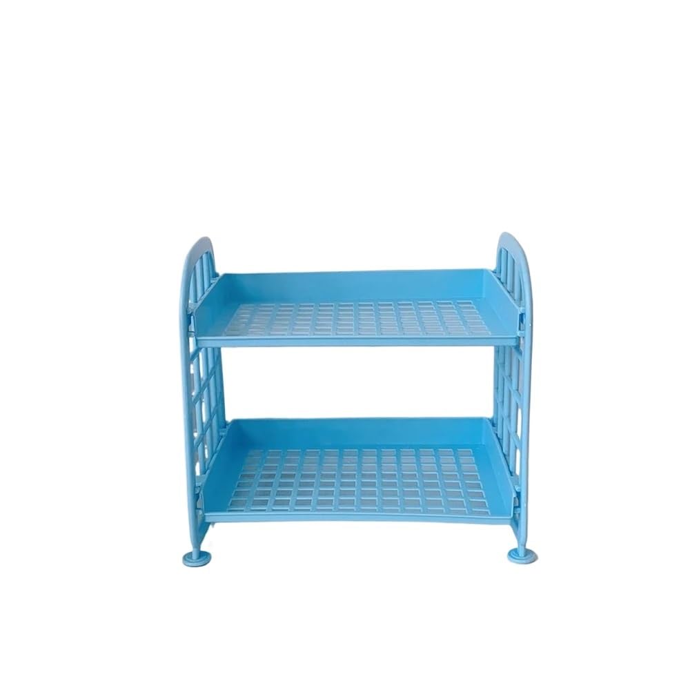 Desktop Stationery Rack Storage Holder Multi-Functional Plastic Shelf(Blue)