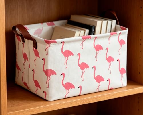Image of CLOCOR Rectangular Storage Bin,Waterproof Gift Baskets,Room Decor (Flamingo)