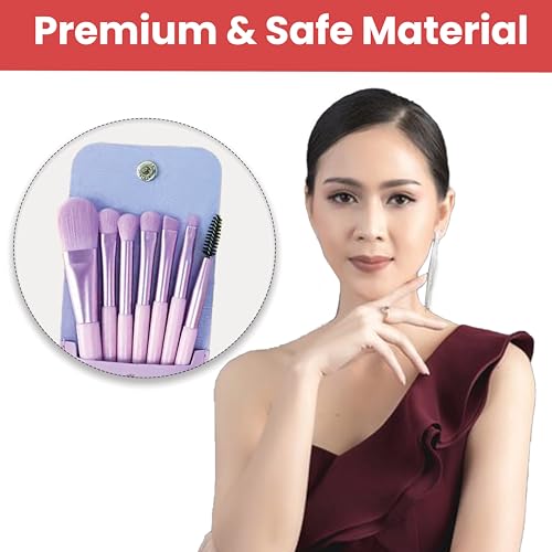 Image of TEMPERIA (Pack of 8) Small Size Makeup Brush Set - Soft Bristles Make Up Brushes Sets Kit for Foundation, Concealers, Eyeshadow, Blush, Compact Face Powder, Highlighter, Contour, Blending Eye Liner - With Pouch (Random Colors)