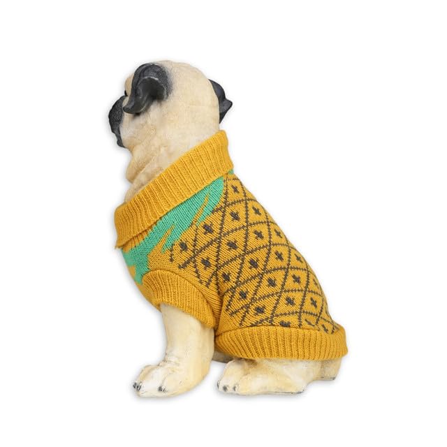 Image of Lulala Turtleneck Dog Sweater - Winter Coat Apparel Classic Cable Knit Clothes with Leash Hole for Cold Weather, Ideal Gift for Pet (Yellow, 8 Inch)