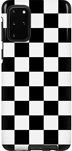 Skinit Pro Phone Case Compatible with Galaxy S20 Plus - Black and White Checkered Design