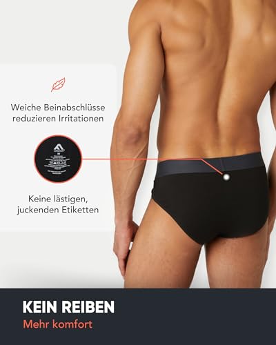 FM London 7er-Pack Essentials Herren Slip – Unterhosen für Männer mit Hohem Baumwollanteil, ohne Etikett, Moderner Slip für Herren mit Anti-Rutsch-Elastikbund Schwarz L