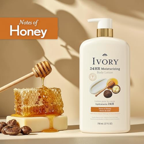 Image of Ivory Hand & Body Lotion, 24hr Moisturizing, Repairs Extra Dry Skin, All Day Hydration, Lightweight Formula, Absorbs Instantly, Perfect for Daily Use, Shea Butter Blend, Honey Scent, 27 fl oz