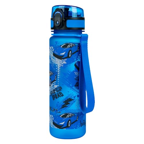 Baagl Gourde anti-fuite pour enfants, 500 ml, bouteille d'école et de sport, pour garçons et filles, en Tritan, (voitures)