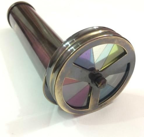 Aysha Nautical Antique Finish Brass Double Wheel ~ Kaleidoscope Vintage Maritime Optical Item