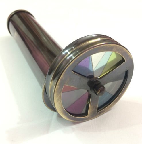 Aysha Nautical Antique Finish Brass Double Wheel ~ Kaleidoscope Vintage Maritime Optical Item