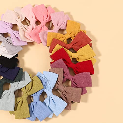Jollybows 20Pcs Baby Girls Nylon Hair Bows Headbands Linen Hair Bands Elastic Hair Accessories For Kids Infants Newborn #TOP2