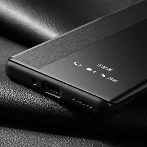 Capa para Samsung Galaxy S23/S23 Plus/S23 Ultra, capa protetora flip de couro premium transparente c