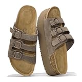 Project Cloud Genuine Suede Platform Sandals Women Footwear - Comfortable Wedges with Memory Foam Insole - Non Slip 3-Strap Summer Sandals for Women 2025 (Dyan, Choco, 8.5)
