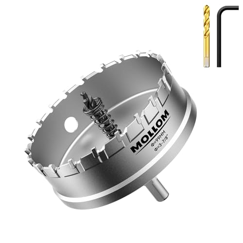 Mollom 3-7/8" (99mm) Heavy Duty Carbide Hole Saw with 2 Pilot Bits