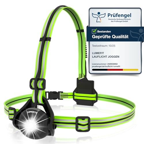 LUMEFIT Lauflicht mit Reflektoren, ideal zum Joggen und Laufen, mit 500 Lumen FrontTaschenlampe, 120° verstellbar, Laufgürtel mit rundum-Reflektoren, rotes Rücklicht, mit Akku (Grün) LUMEFIT Lauflicht mit Reflektoren, ideal zum Joggen und Laufen, mit 500 Lumen FrontTaschenlampe, 120° verstellbar, Laufgürtel mit rundum-Reflektoren, rotes Rücklicht, mit Akku (Grün)