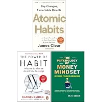 Atomic Habits, The Power of Habit & The Psychology of Money Mindset 3 Books Collection Set
