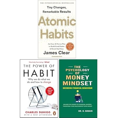 Atomic Habits, The Power of Habit & The Psychology of Money Mindset 3 Books Collection Set