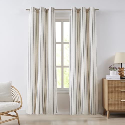 Bapawfish Black Stripe Curtains 84 Inches Long for Bedroom Living Room