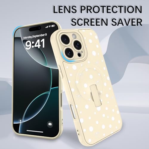 Coque iPhone 16 Pro Max blanche motif nœud béquille protection - 4