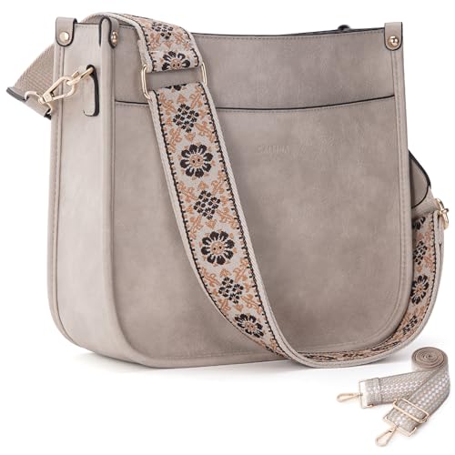 Image of Crossbody Bag Women Vegan Leather Hobo Handbag Trendy Crossbody Shoulder Bag Purses For Women with 2 Adjustable Strap