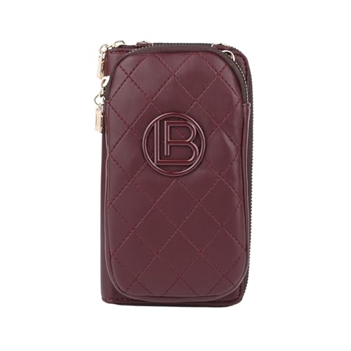 Laura Biagiotti Bolso bandolera mujer cartera con porta móvil, correa ajustable y bolso separable, burdeos