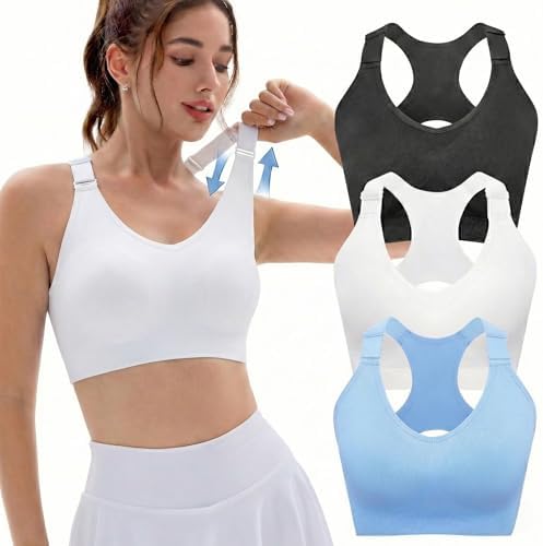 FITTIN Racerback Sports Bras for Women: High Support 3 Pack Adjus...