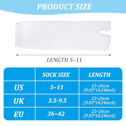 Yuanan 4 Pairs White Japan Tabi Socks, Elastic Cotton Split Toe Tabi Socks Women, Unisex Adult Size for Flip Flops and Sports - Thumbnail 4