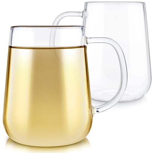 Teabloom 2 Borosilicate Glass Mugs 12oz/350ml Microwave Safe
