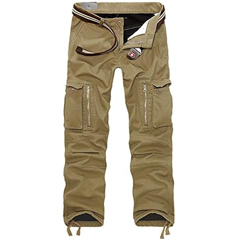 AOYOG Thicken Mens Winter Fleece Lined Cargo Pant Windproof Outdoor Work Pants Cover