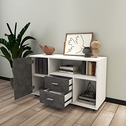 Phoyal Cupboard, Storage Cabinets Storage Cabinet With 2 Drawer And 1 Doors Modern Wheels With Storage Drawers Cupboard For Living Room, Bedroom, Home Office #TOP6