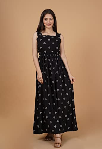 Image of Daevish Women's Rayon Fit and Flare Maxi Casual Dress | Women Flared Dress