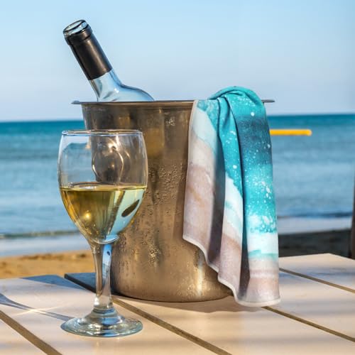 Bencailor Küchenhandtücher, Sonnenblumen, Frühling, Sommer, Blume, Meer, Strand, Zitrone, Küchentücher, schnell trocknend, Dekoration zum Kochen (helle Farben, Strand), 4 Stück – Bild 6